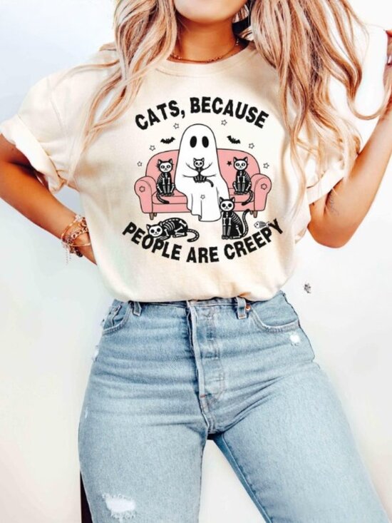 Tops - Cats Because People Are Creepy Shirt, Cat Mom Gift Shirt